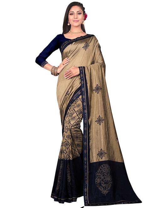 floral printed saree with blouse - 16972804 - Very Small Image - 1