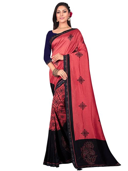 floral printed saree with blouse - 16972806 - Very Small Image - 1