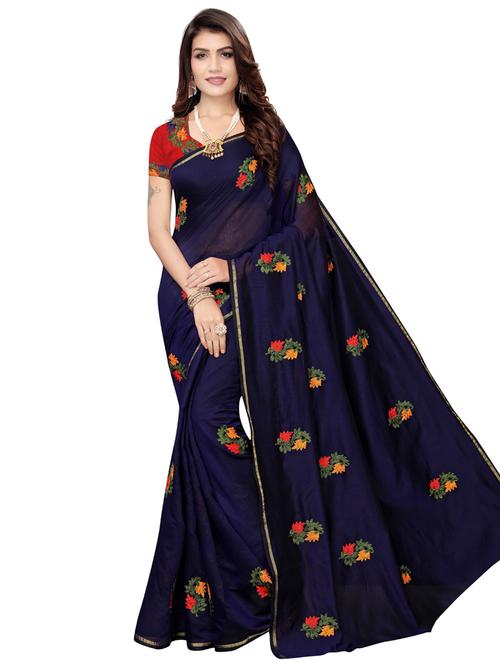 self design embroidered saree with blouse - 16972814 - Very Small Image - 1