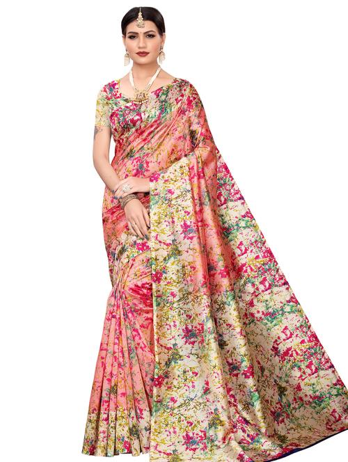 abstract printed saree with blouse - 16972826 - Very Small Image - 1