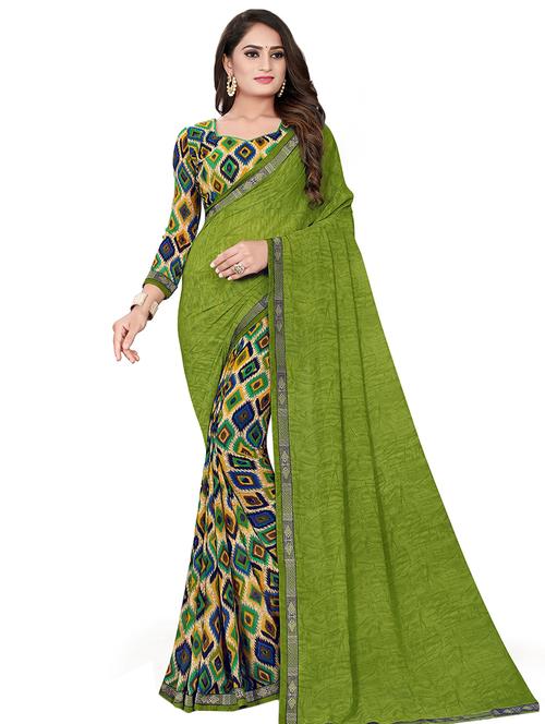 ikat print half & half saree with blouse - 16972845 - Very Small Image - 1