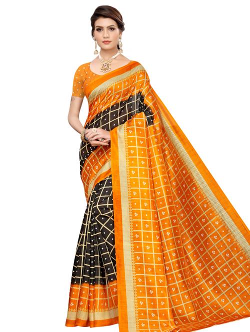 checkered banarasi saree with blouse - 16972851 - Very Small Image - 1
