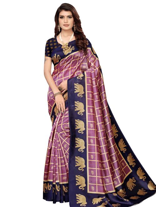 checkered banarasi saree with blouse - 16972852 - Very Small Image - 1