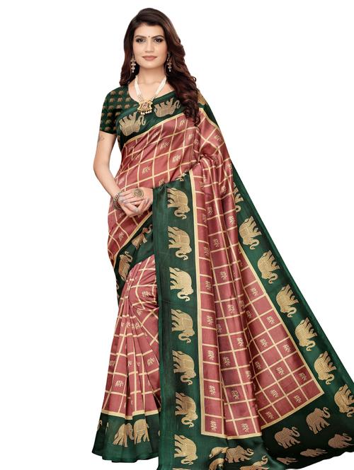 checkered banarasi saree with blouse - 16972854 - Very Small Image - 1