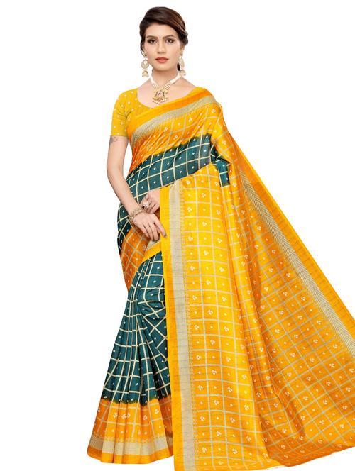 checkered banarasi saree with blouse - 16972855 - Very Small Image - 1