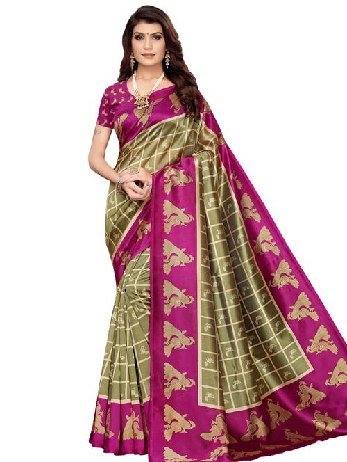 checkered banarasi saree with blouse - 16972856 - Very Small Image - 1