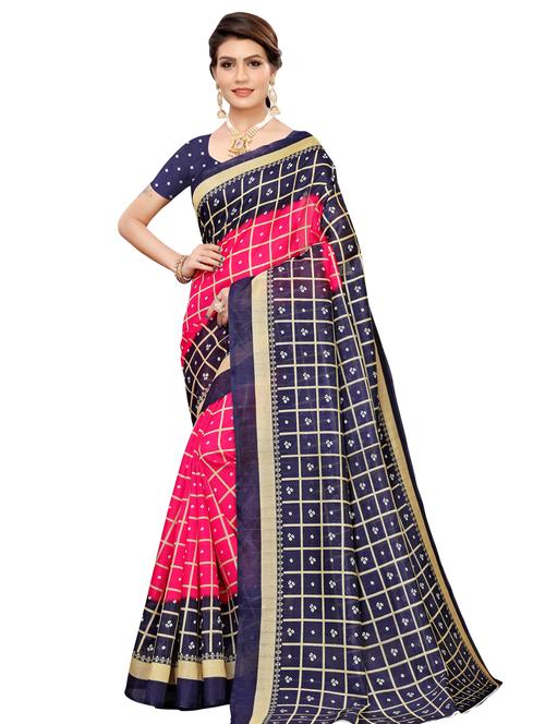checkered banarasi saree with blouse - 16972861 - Very Small Image - 1