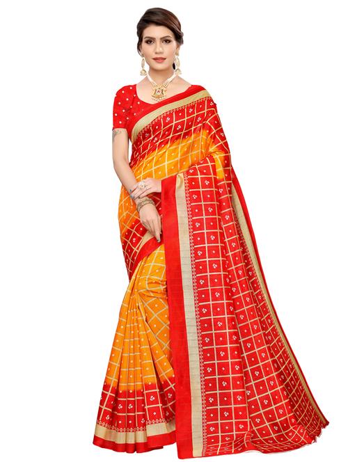 checkered banarasi saree with blouse - 16972863 - Very Small Image - 1