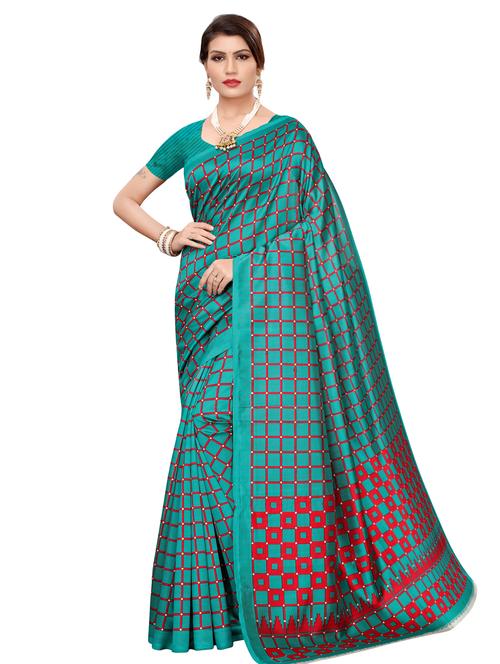 checkered banarasi saree with blouse - 16972867 - Very Small Image - 1