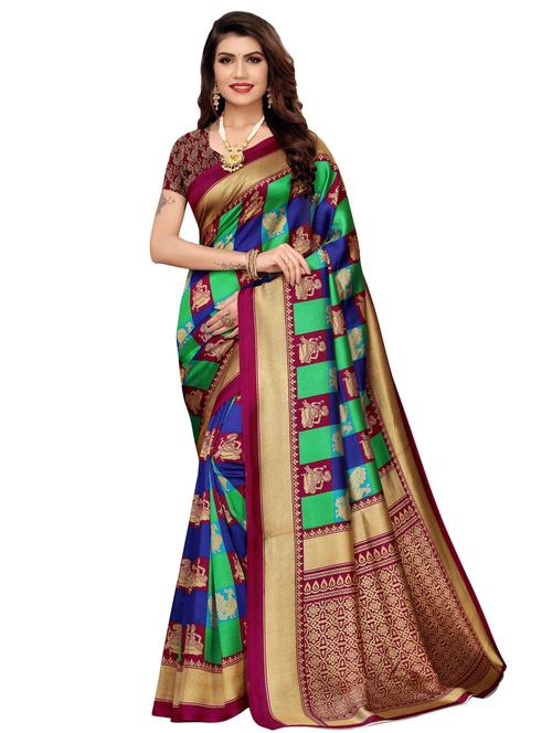 checkered banarasi saree with blouse - 16972872 - Very Small Image - 1