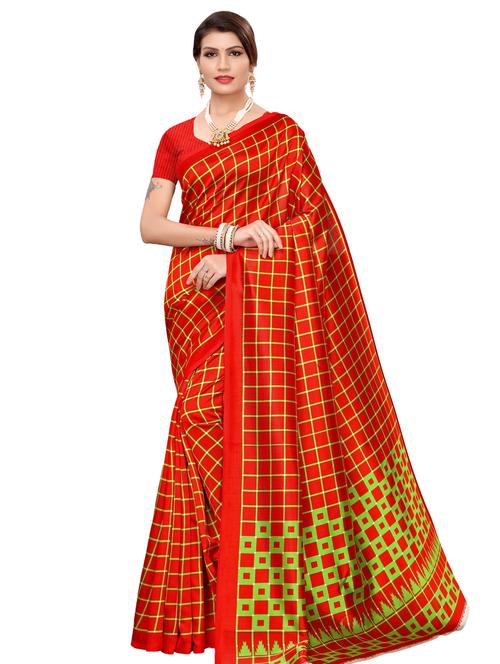 checkered banarasi saree with blouse - 16972873 - Very Small Image - 1