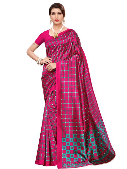 checkered banarasi saree with blouse - 16972875 - Very Small Image - 1