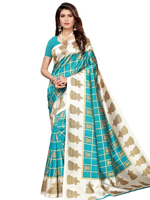 checkered banarasi saree with blouse - 16972902 - Very Small Image - 1