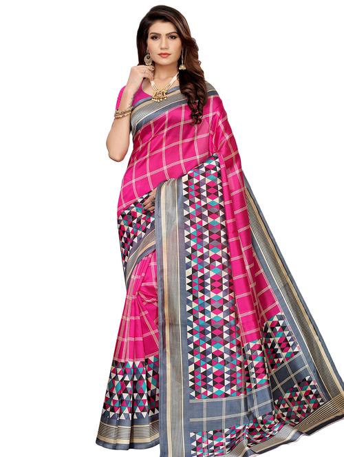 checkered banarasi saree with blouse - 16972907 - Very Small Image - 1