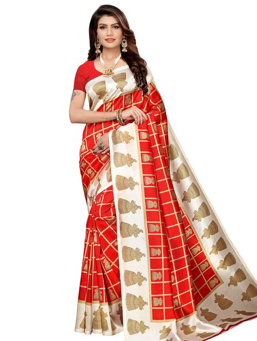 checkered banarasi saree with blouse - 16972908 - Very Small Image - 1