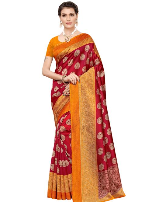 self design banarasi saree with blouse - 16972916 - Very Small Image - 1