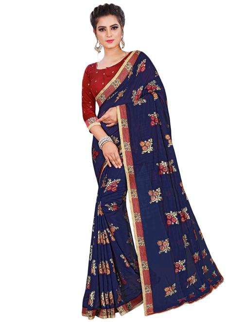 foil print banarasi saree with blouse - 16972941 - Very Small Image - 1