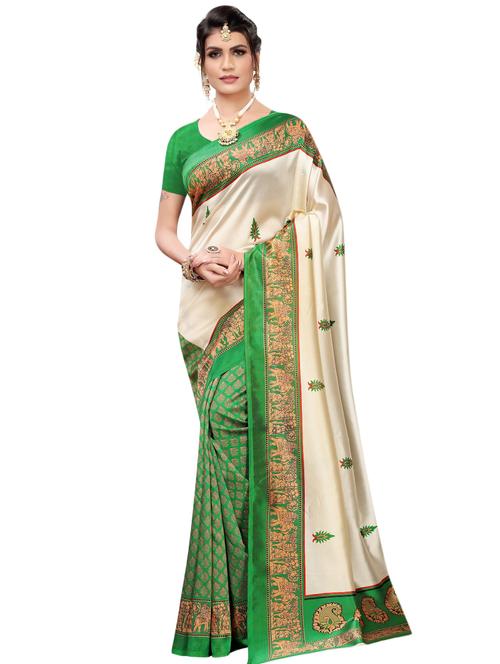 floral half & half banarasi saree with blouse - 16972942 - Very Small Image - 1