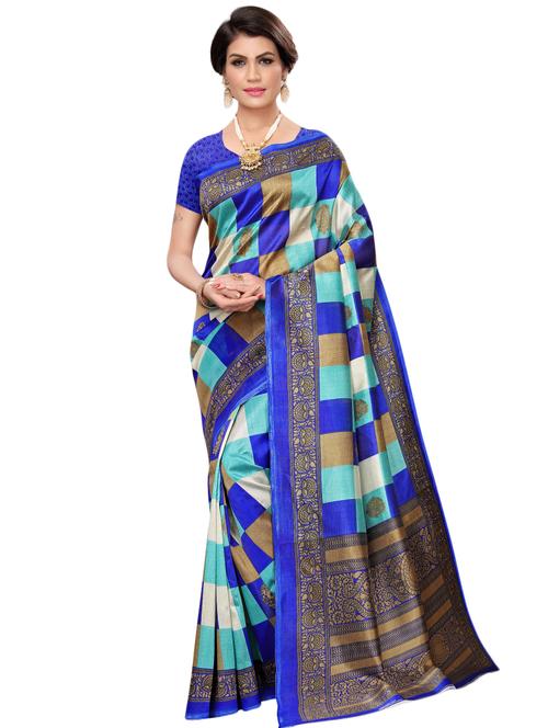 checkered banarasi saree with blouse - 16972948 - Very Small Image - 1