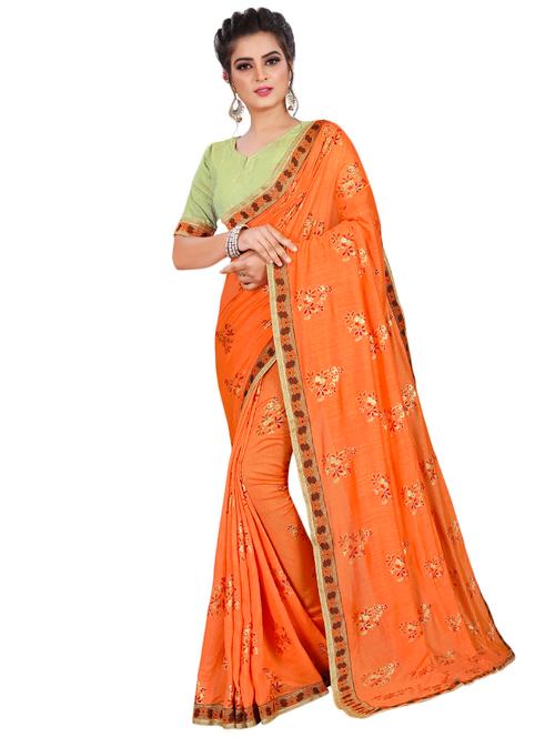 foil print banarasi saree with blouse - 16972949 - Very Small Image - 1