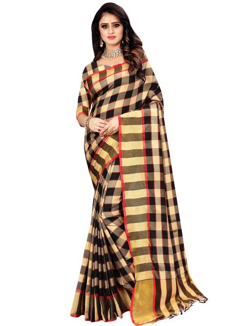 check printed saree with blouse - 16972951 - Very Small Image - 1
