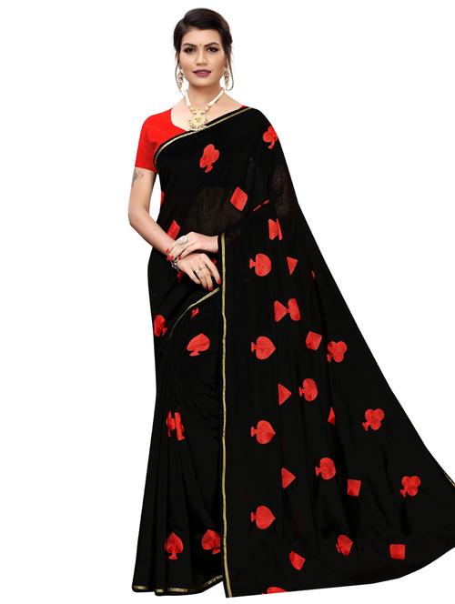 self design embroidered saree with blouse - 16973033 - Very Small Image - 1