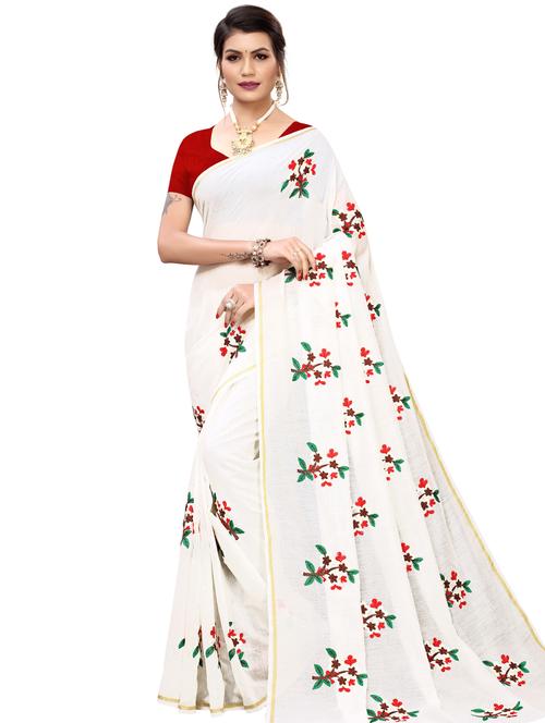 self design embroidered saree with blouse - 16973043 - Very Small Image - 1