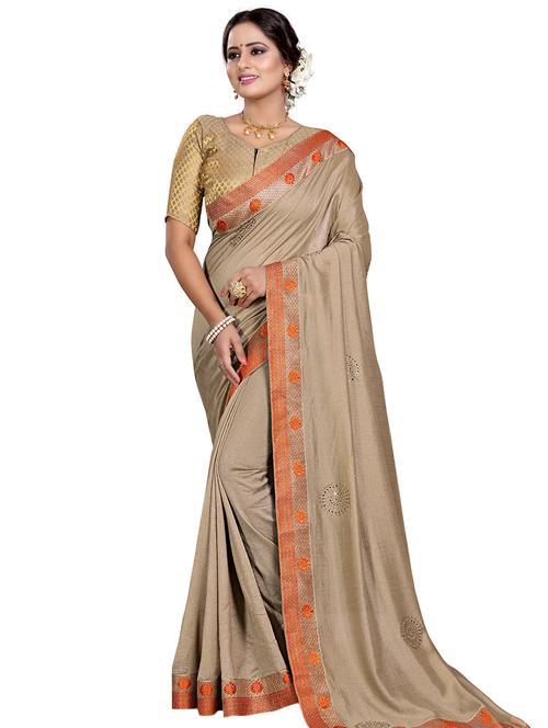 embellished bordered saree with blouse - 16973064 - Very Small Image - 1