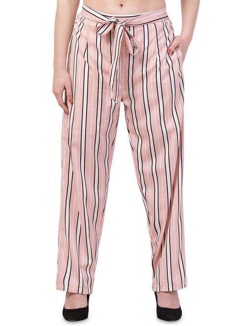 tie up waist striped palazzo - 16973218 - Very Small Image - 1