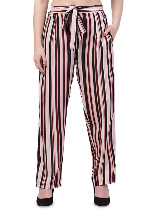 tie up waist striped palazzo - 16973219 - Very Small Image - 1