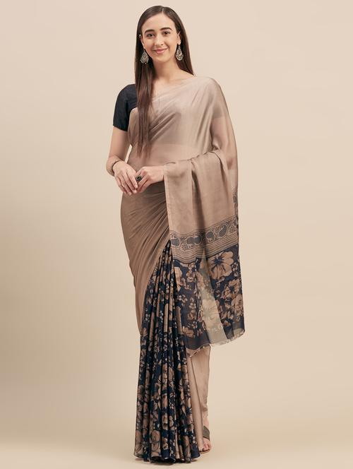 floral print half & half saree with blouse - 16973704 - Very Small Image - 1
