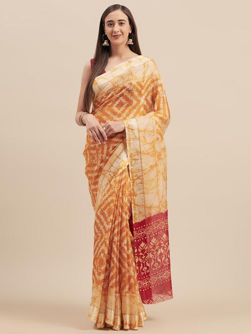 ikat printed saree with blouse - 16973715 - Very Small Image - 1