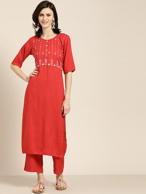 embroidered kurta palazzo set - 16974915 - Very Small Image - 1