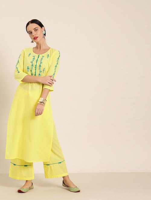 embroidered kurta palazzo set - 16974925 - Very Small Image - 1