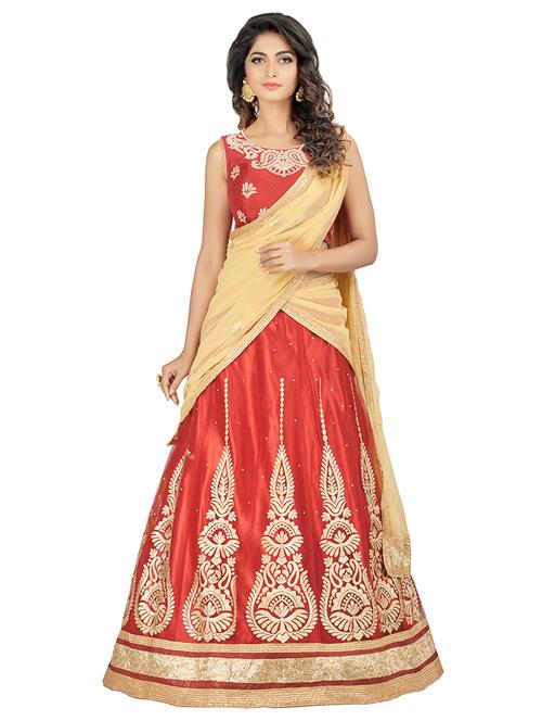 embroidered panelled lehenga - 16975733 - Very Small Image - 1