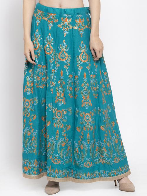 light blue rayon flared skirt - 16975908 - Very Small Image - 1