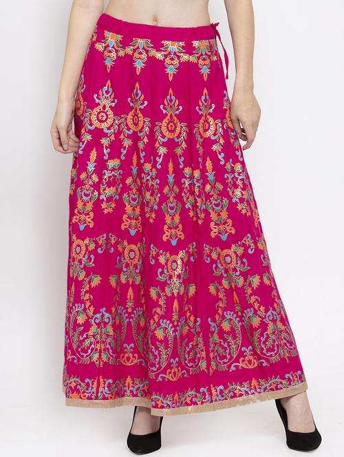 pink rayon flared skirt - 16975910 - Very Small Image - 1