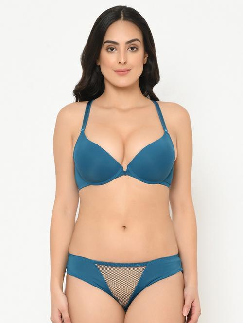 lace panel bralette with panty set - 16976232 - Very Small Image - 1