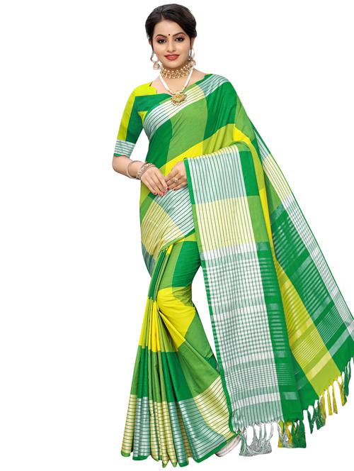 checkered woven saree with blouse - 16976239 - Very Small Image - 1