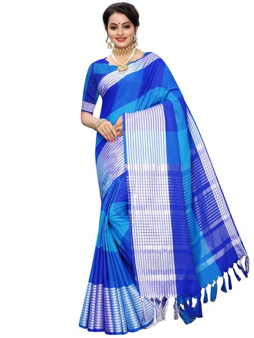 checkered woven saree with blouse - 16976240 - Very Small Image - 1