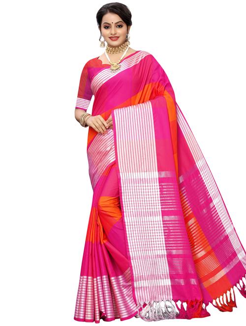 checkered woven saree with blouse - 16976241 - Very Small Image - 1