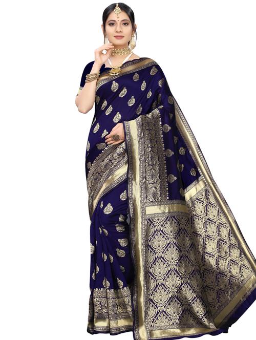 ethnic motif kanjivaram saree with blouse - 16976270 - Very Small Image - 1