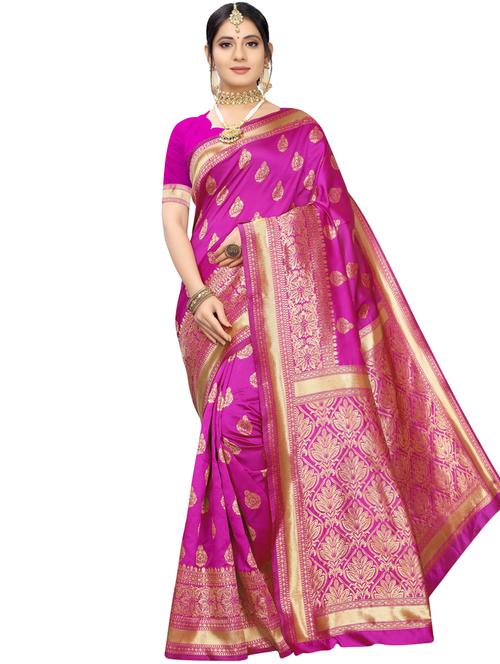 ethnic motif kanjivaram saree with blouse - 16976271 - Very Small Image - 1