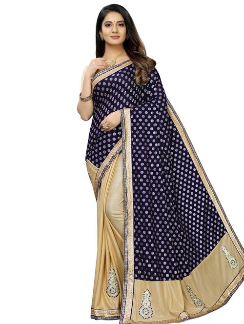 half & half embroidered saree with blouse - 16976275 - Very Small Image - 1
