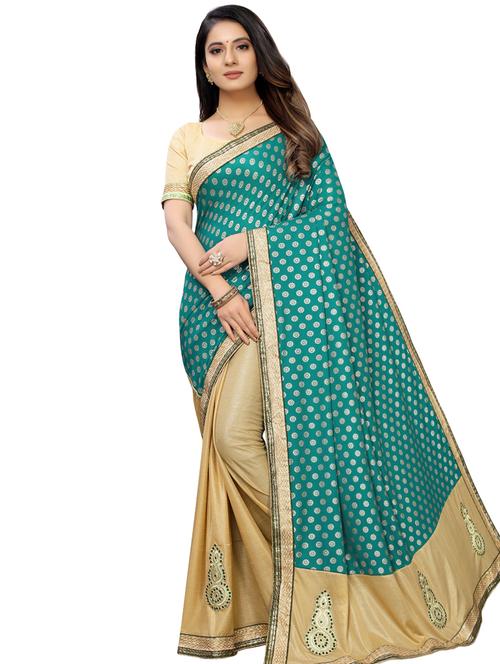 turquoise half & half saree with blouse - 16976276 - Very Small Image - 1
