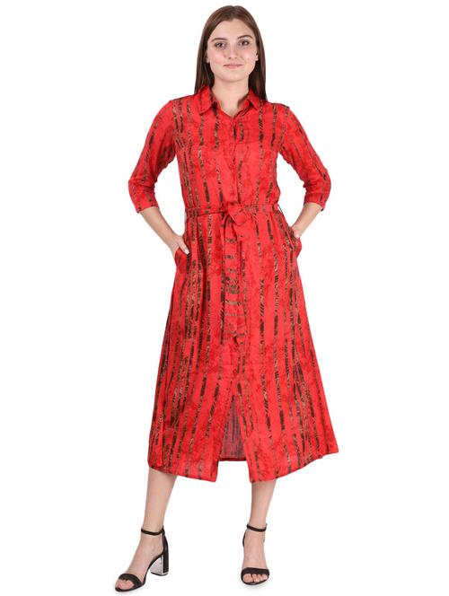 striped a-line ethnic dress - 16976554 - Very Small Image - 1