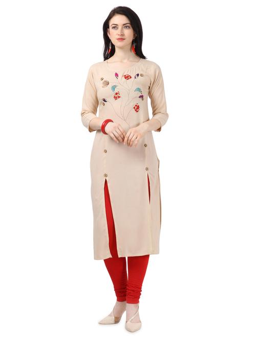 double slit straight solid kurta - 16976572 - Very Small Image - 1