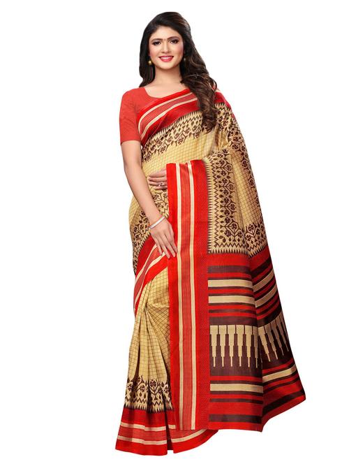 checkered printed saree with blouse - 16976734 - Very Small Image - 1