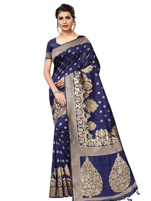 floral banarasi saree with blouse - 16976736 - Very Small Image - 1