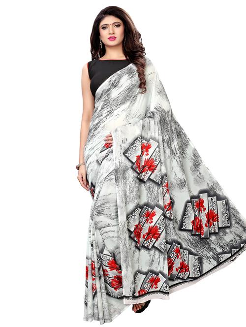 floral printed saree with blouse - 16976757 - Very Small Image - 1